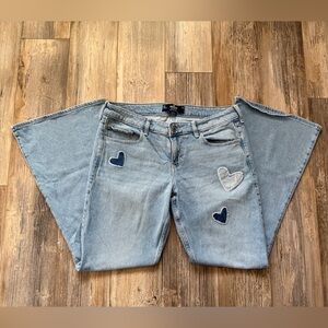 Hollister Blue Heart Accent Flare Jeans